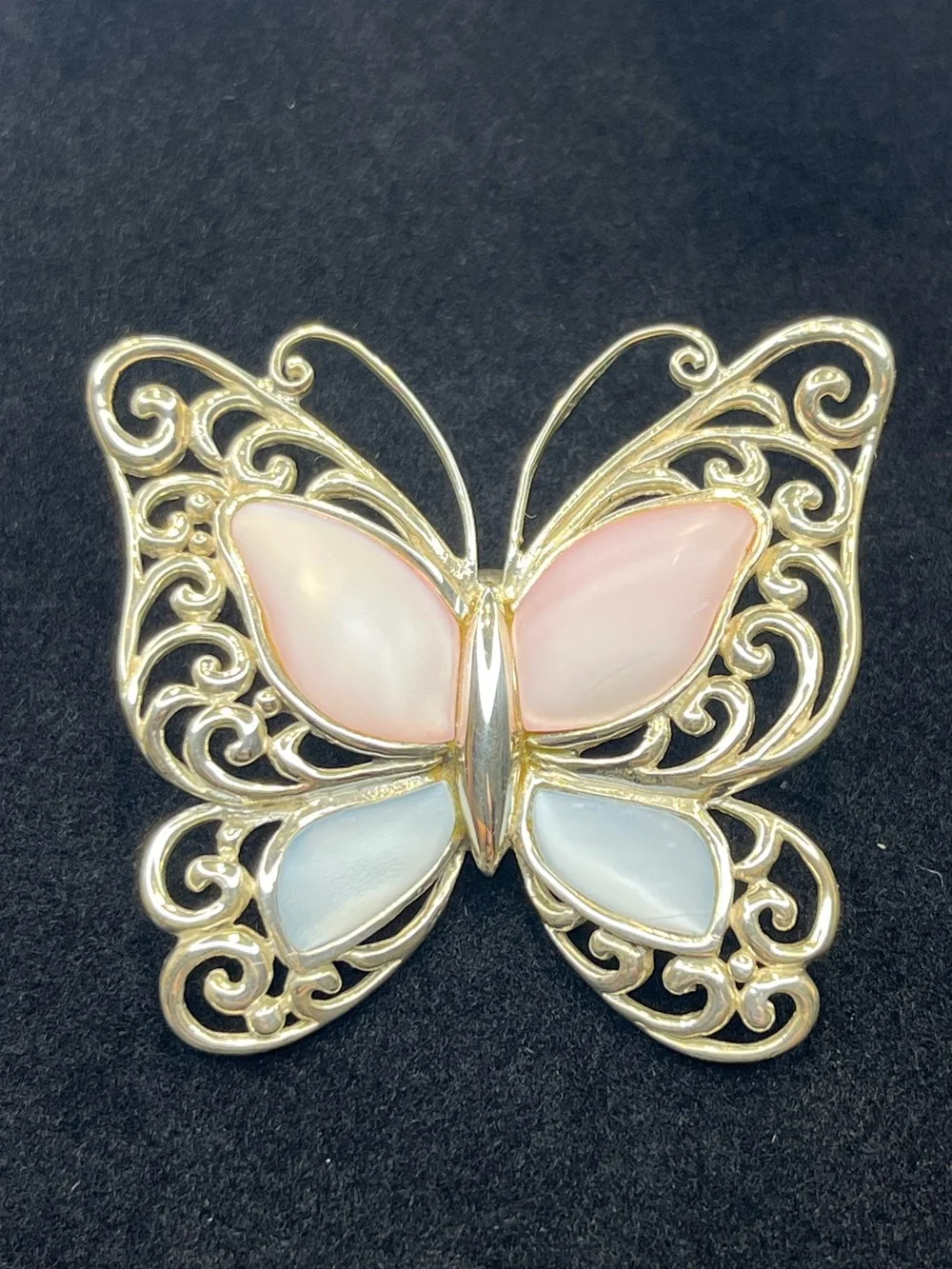 Vintage Sterling Silver Mother of Pearl Inlay Pendant